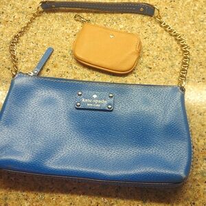KATE♠️SPADE Wellesley Byrd Leather Bag in Omega Blue & K♠️S Change-Purse Set